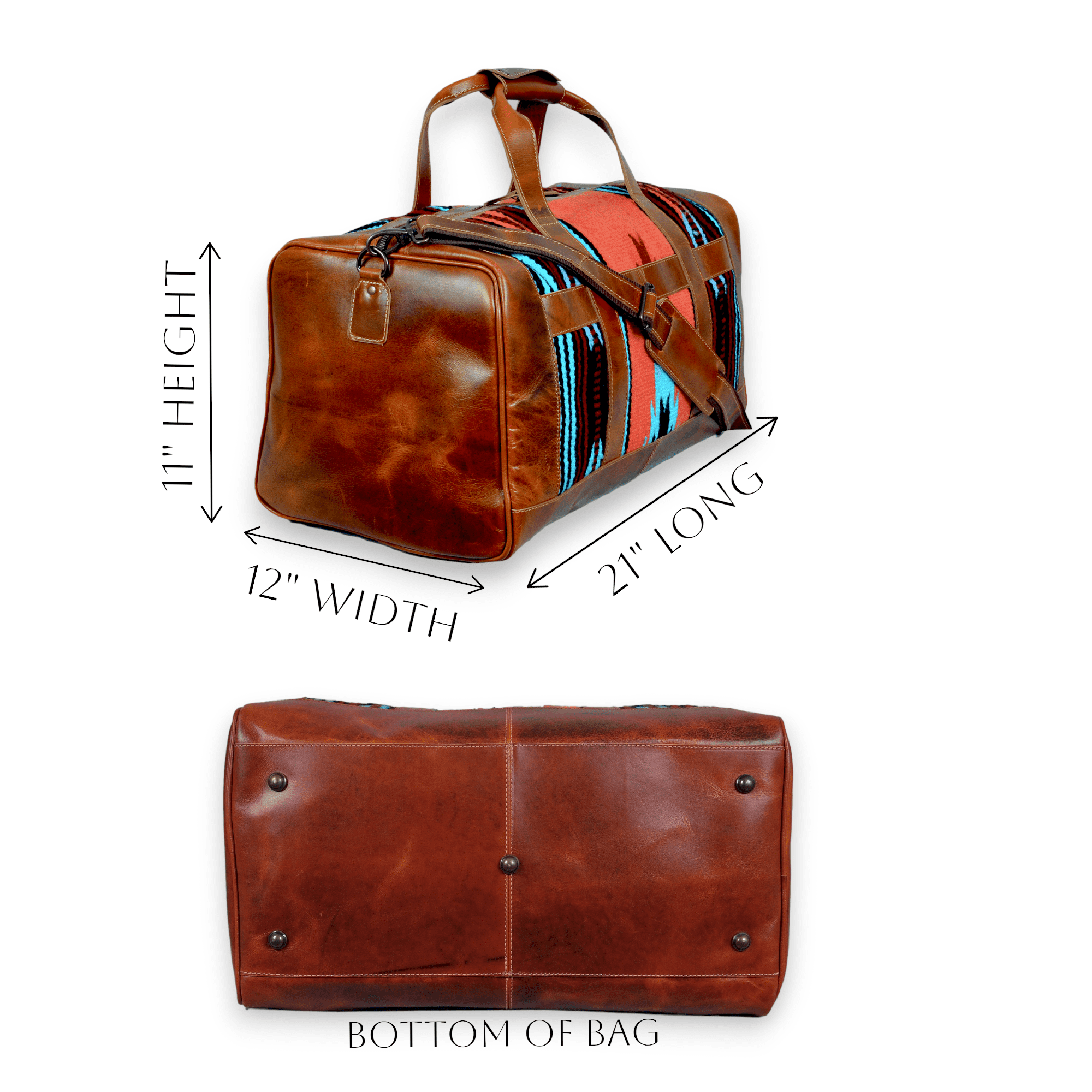Bundle Deal - The Sedona Southwestern Leather Aztec Weekender Duffel Bag+ Large Western Tote Bag - Ranch Junkie Mercantile LLC
